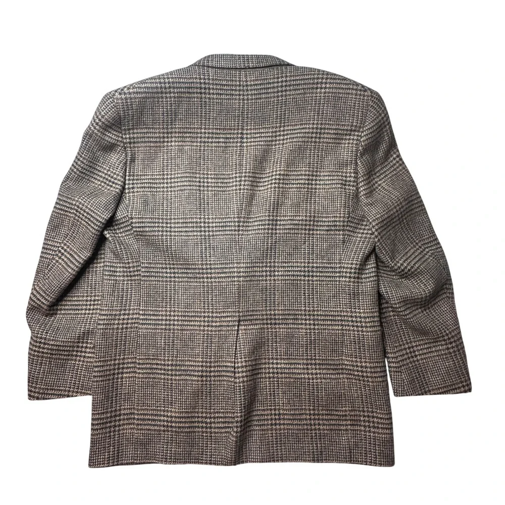Vintage Hart Schaffner Marx Blazer Mens 42 Brown Glen Plaid Pure Virgin Wool 90s